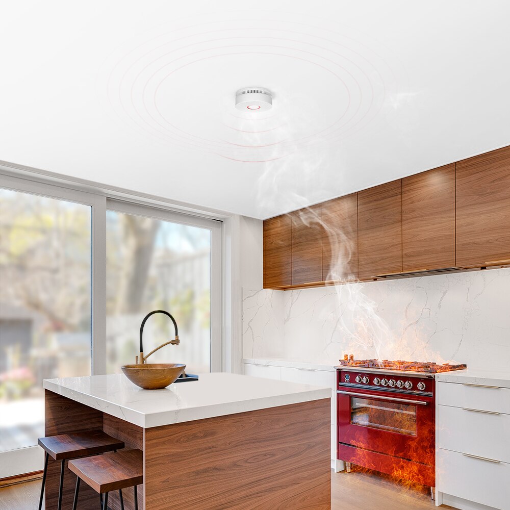 Smoke Detector Alarm Portable Fire Alarms Photoelectric Sensor Battery Operated Not Hardwired with Red LED Indicator for Home