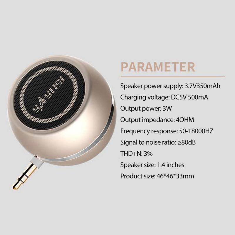 Bedrade Ronde Luidspreker Draagbare Speaker 3.5Mm Audio Jack In-Lijn Bedrade Luidsprekers Usb Opladen Voor Mobiele Telefoons Computers auto 'S