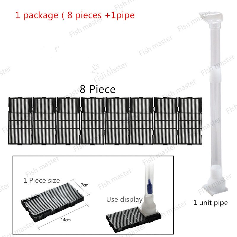 aquarium fish tank under gravel filter bottom sand filter 12/16/20/24/28/32 pcs plates+ extensible pipe: 8 pieces and 1 pipe