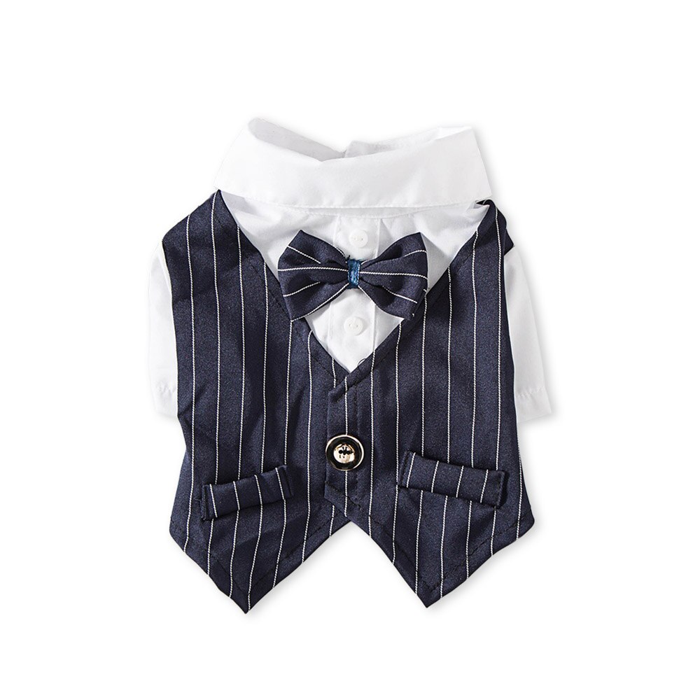 Gentleman Hond Kleding Trouwpak Formele Shirt Voor Kleine Honden Bowtie Tuxedo Pet Outfit Halloween Kerst Kostuum Voor Katten: Blue / M