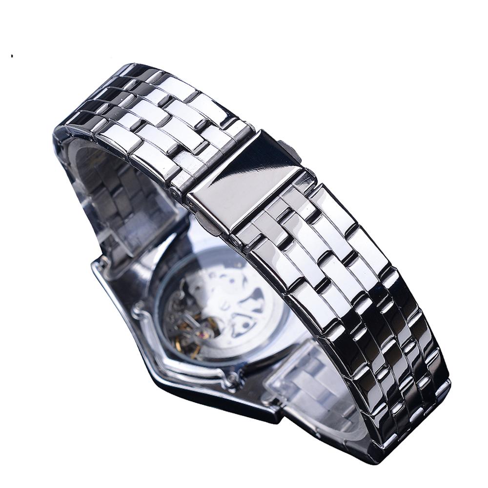 DUNCOUGAR – montre mécanique triangulaire pour hommes, cadran automatique, en acier inoxydable, noir, argent, horloge de supérieure