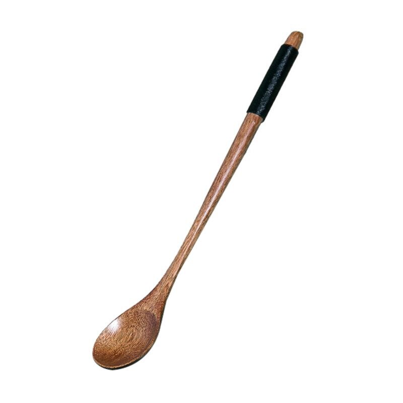 Long Handle Wooden Spoons Dessert Coffee Stirring Spoon Chinese Natural Wood Spoon Tableware Kitchen Honey Mixing Spoon Stirrer: 7