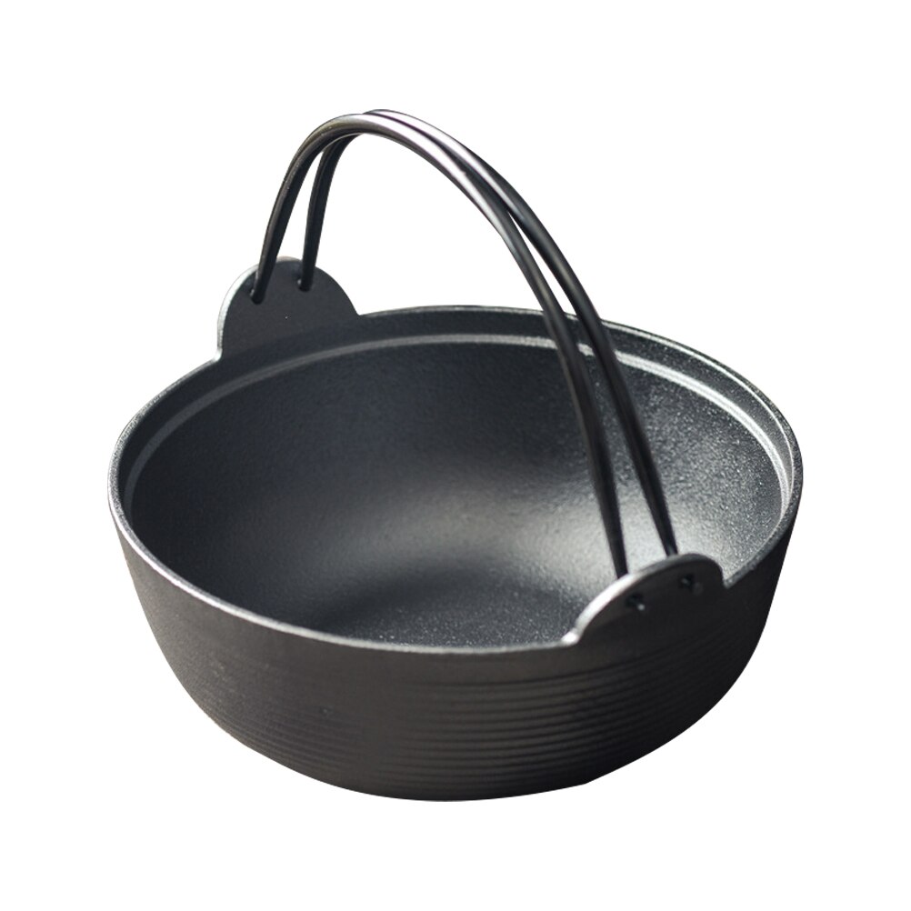 1pc Japanese Thickened Cast Iron Sukiyaki Pot Deep Stew Pot with Handle: Default Title