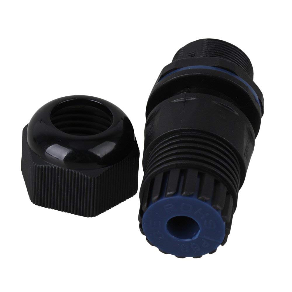 20mm Black Nylon Cable Gland M20 - IP68 Waterproof Stuffing Gland With Locknut (Pack Of 1)