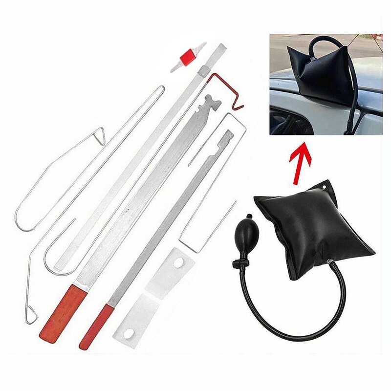 12PCS Car Door Key Lock Out Emergency Opening Unlock Tool Kit with Air Wedge Pretty
