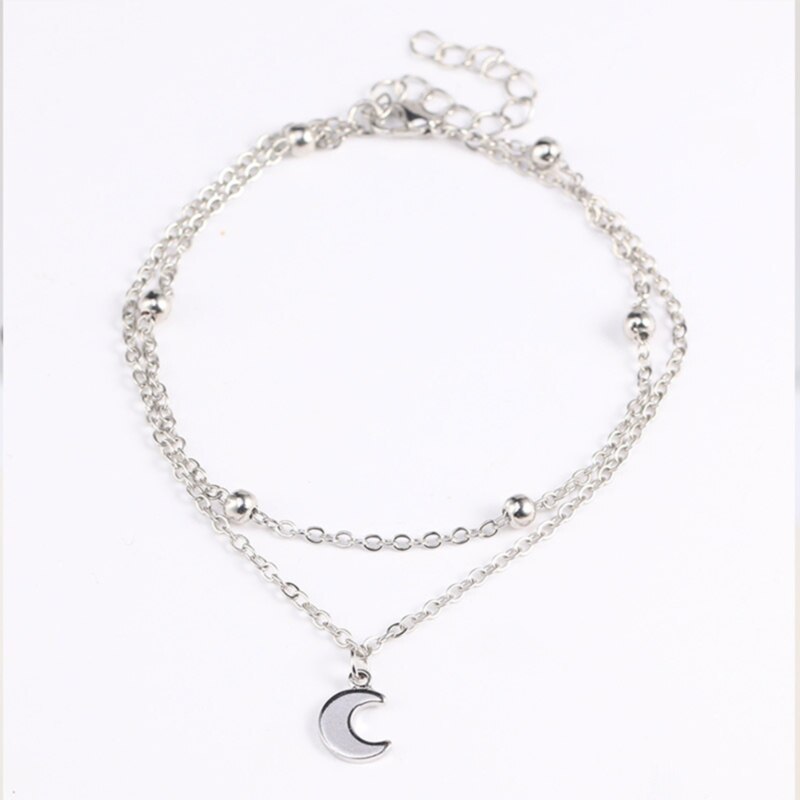 Double Moon Anklets For Women Stone Beads Anklet Bracelets Bohemian Ocean Jewelry Decorations