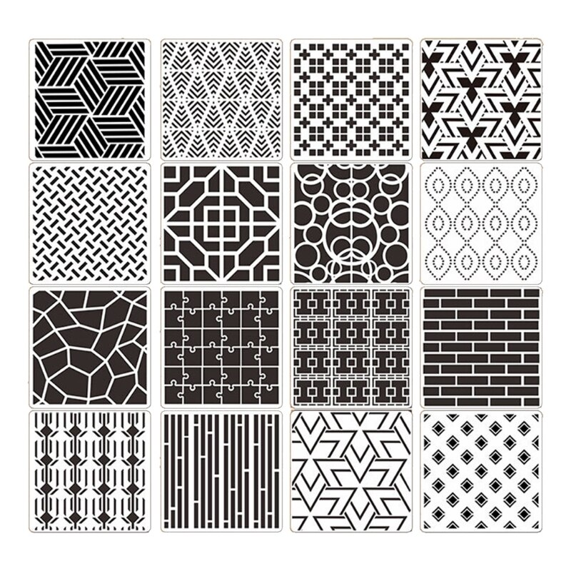 Grand pochoir pour animaux de compagnie, 20 pièces, 16 pièces, petit gabarit de géométrie pour enfants, adultes, peinture auxiliaire anti-rayures, outil de Graffiti pour bricolage: 20x20cm 16 sheets
