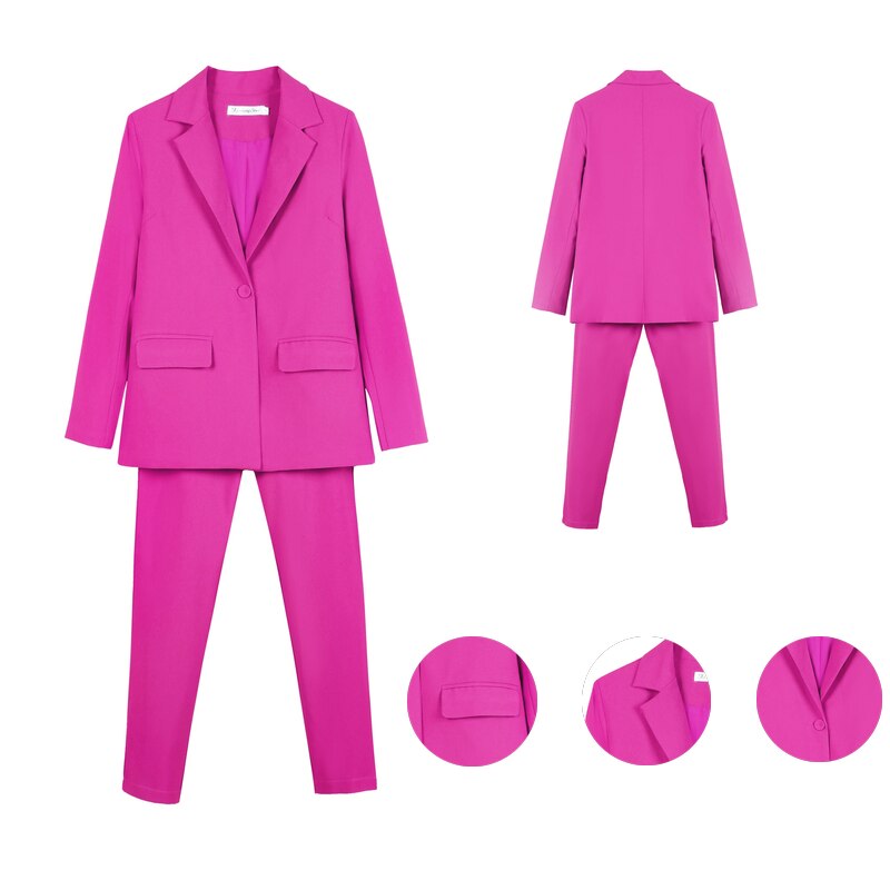 Work Pant Suits OL 2 Piece Set for Women Business Interview Uniform Blazer and Pencil Pant Office Lady