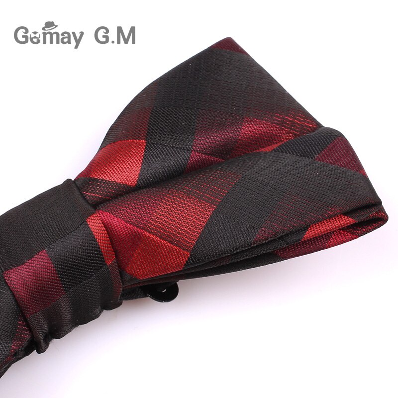 Kostym flugor för män polyester cravats justerbar fluga för bröllopsfest brudgummen fjäril vuxen rutig fluga