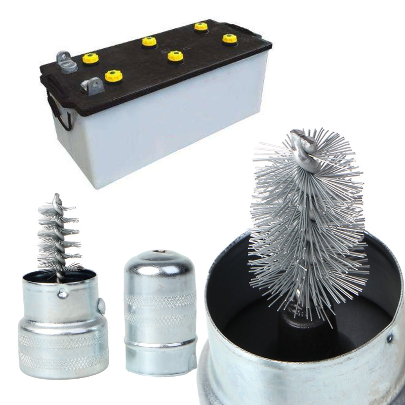 Car Vehicle Silver Battery Post Terminal Cleaner Tool Stainless Steel Brush R2LC