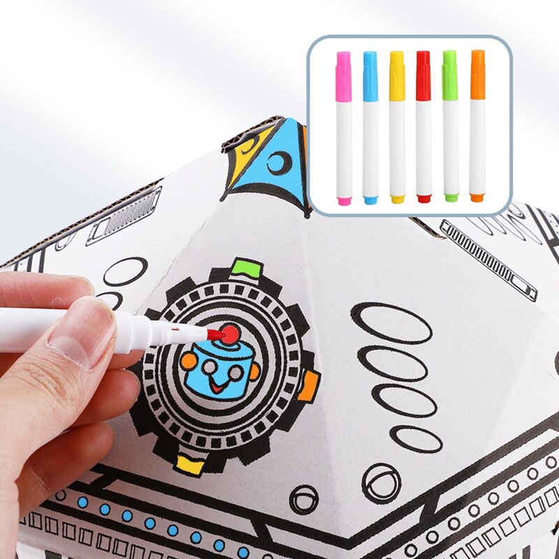 Juguetes de dibujo para niños Diy Casa de Graffiti coloreada con bolígrafo de 6 colores artesanías pintadas a mano creativas juguetes de educación temprana para niños