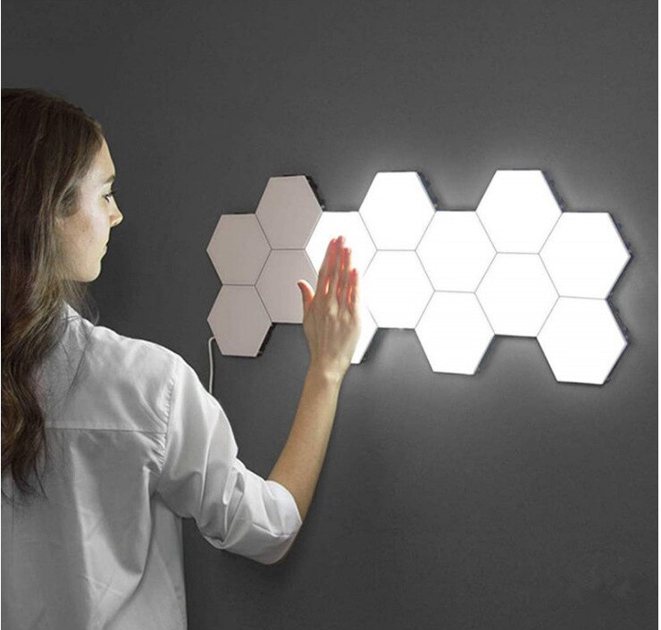 1 pièces LED lampe quantique modulaire tactile sensible éclairage Hexagonal veilleuse lampes applique murale hexagonale applique murale