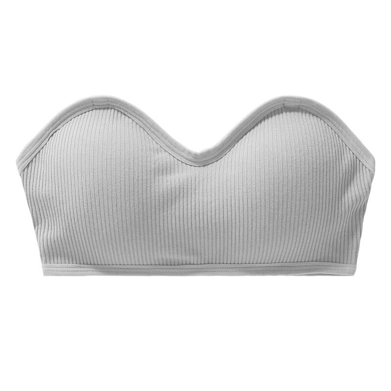 1PCs Sexy Strapless Top Women Tube Top Wrapped Bra Cropped Bandeau Top With Pad Stretchy Lingerie Girl Underwear Tube Tops: Gray