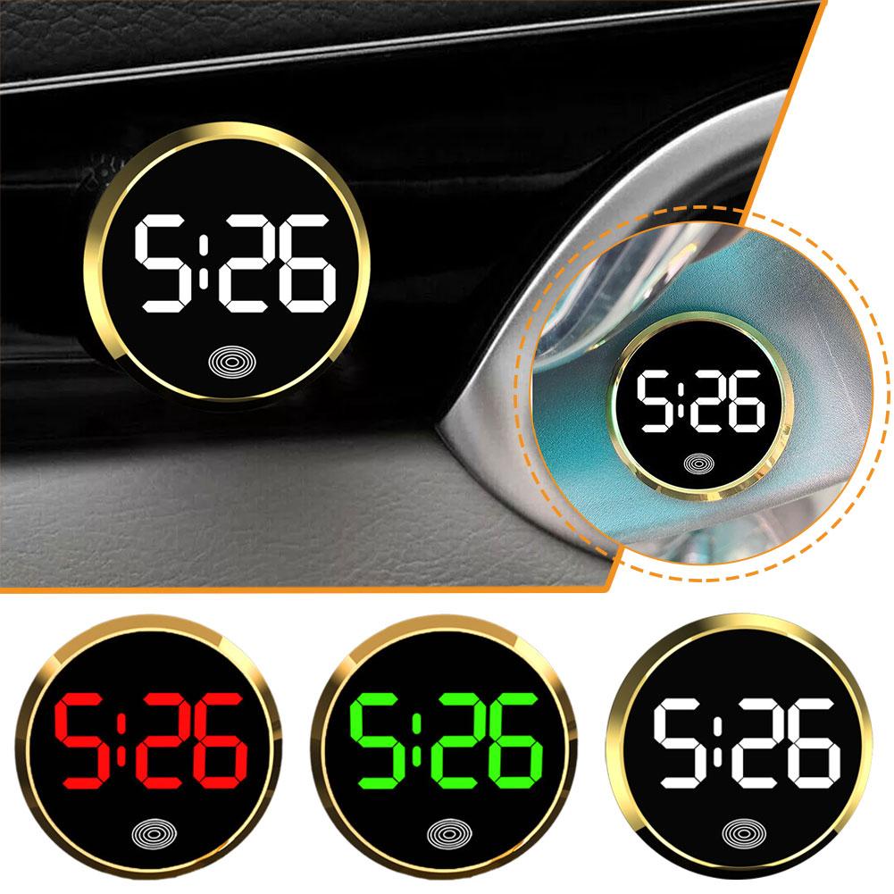 Reloj Digital luminoso LED para coche, Mini relojes digitales adhesivos internos, adorno para coche, accesorios para coche