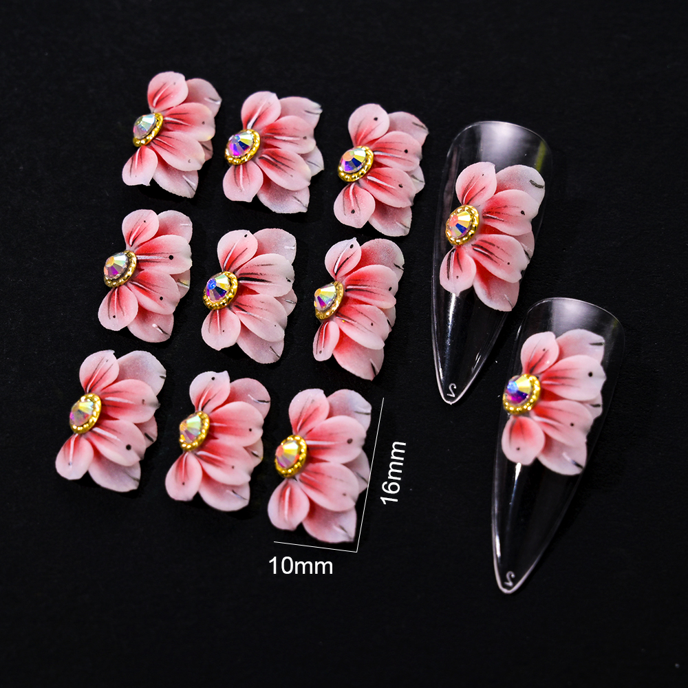 Flores acrílicas 3D para uñas, abalorio para uñas, joyería de perlas pura hecha a mano, accesorios de diamantes de imitación, de flores múltiples, decoración de uñas, 1 ud.: Marfíl