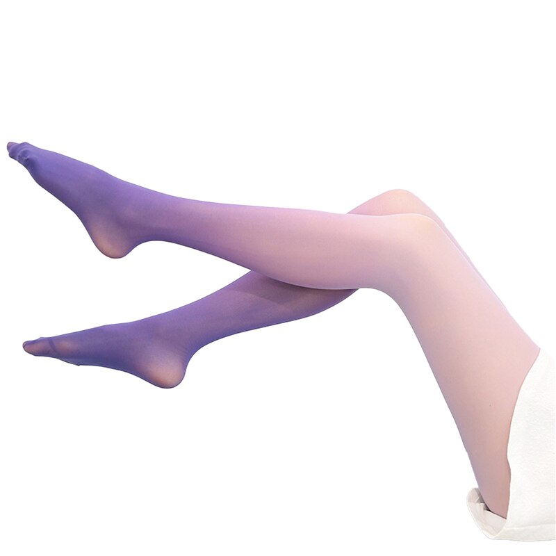 Vrouwen Panty Gradient Candy Kleurrijke Panty Met Print Panty Vrouwelijke Kousen Pantys Winter Warme Panty Medias: Purple