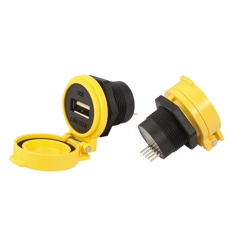 PBT Plastic Industrial USB2.0 USB3.0 Data Adapter Female Socket Panel Mount Double Head Coupler Type A USB Connector +Quick Flap: Lavender / 4P / Male Insert