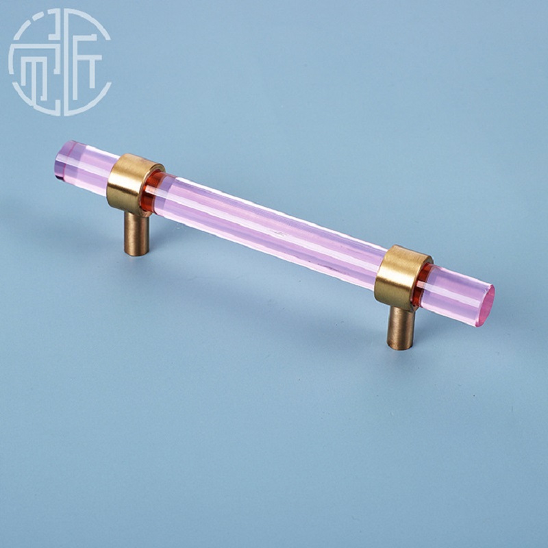 Poignée et boutons de porte d'armoire, style nordique moderne, pour armoire, commode, tiroir, cuivre pur, Double trou, cristal