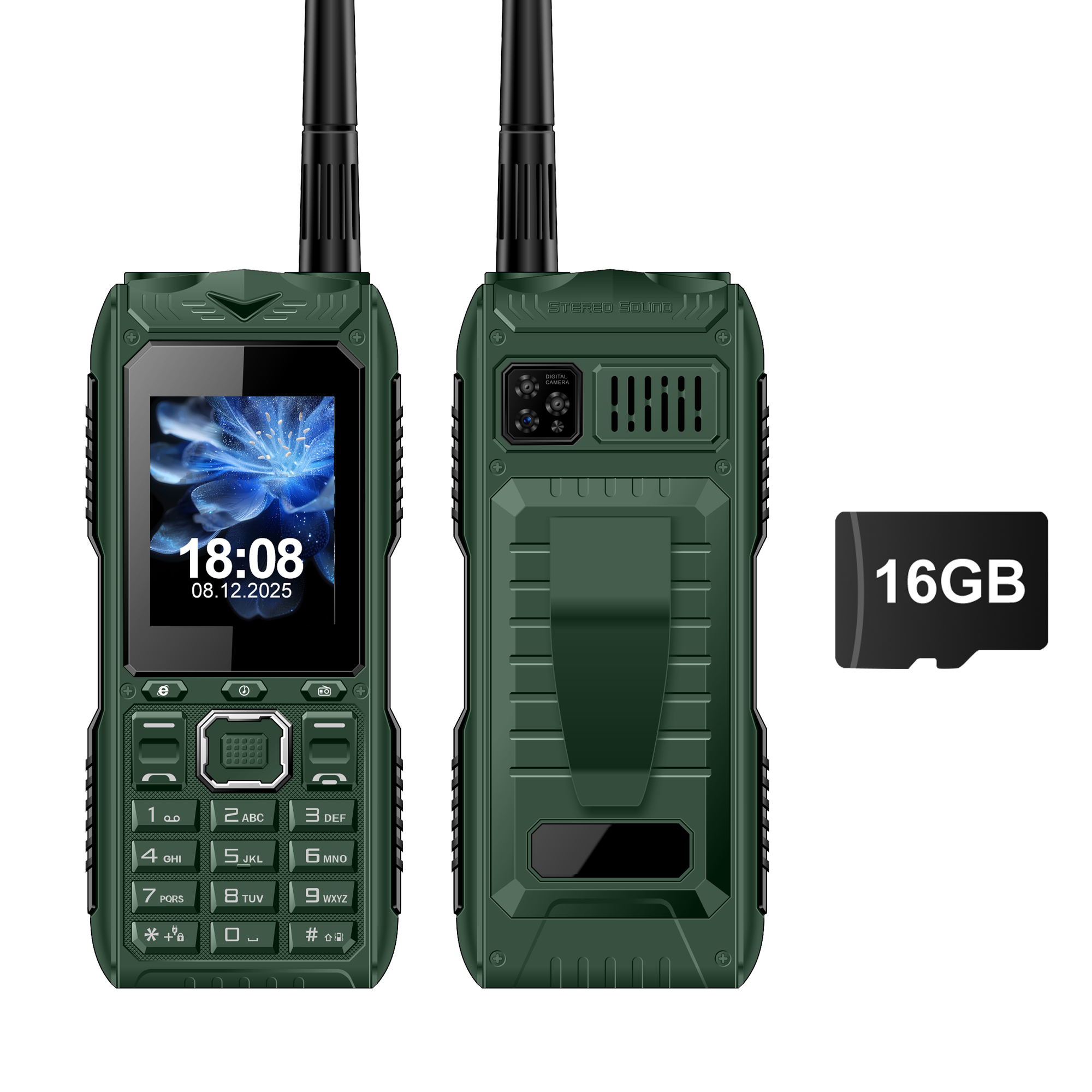 SERVO S555 PRO 2G GSM Multi-functie mobiele telefoon 4 simkaart Gespreksopname Blacklist Zaklamp 2,4 "scherm Mobiele telefoon FM-radio: green