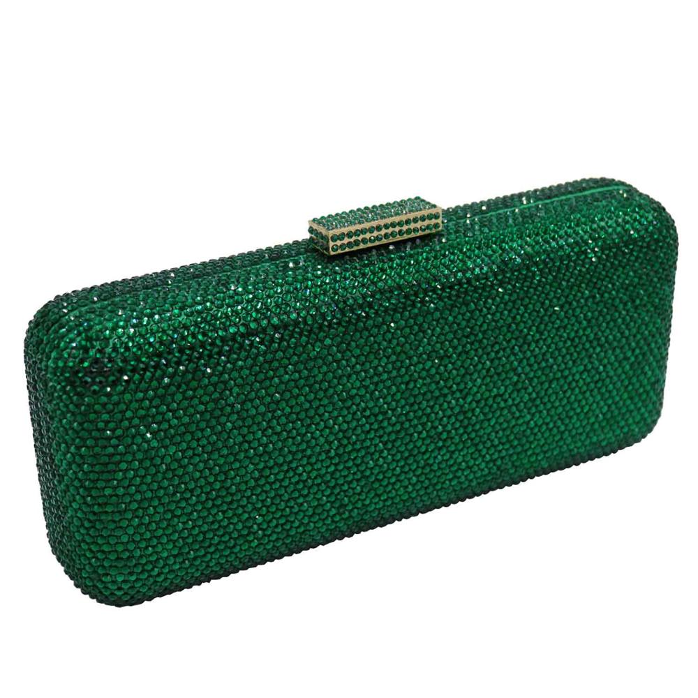 Luxury Crystal Rhinestone Evening Clutch Bags for Bridal Prom Evening Party Crystal Box Clutch Black Evening Bag: Emerald