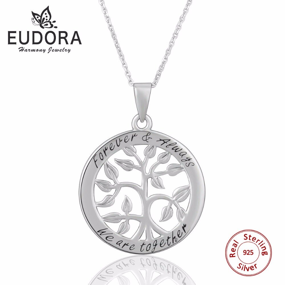 Eudora classic 925 sterling sølv smykker livets træ vedhæng halskæder til kvinder fine smykker collares for evigt kærlighed cyd 028