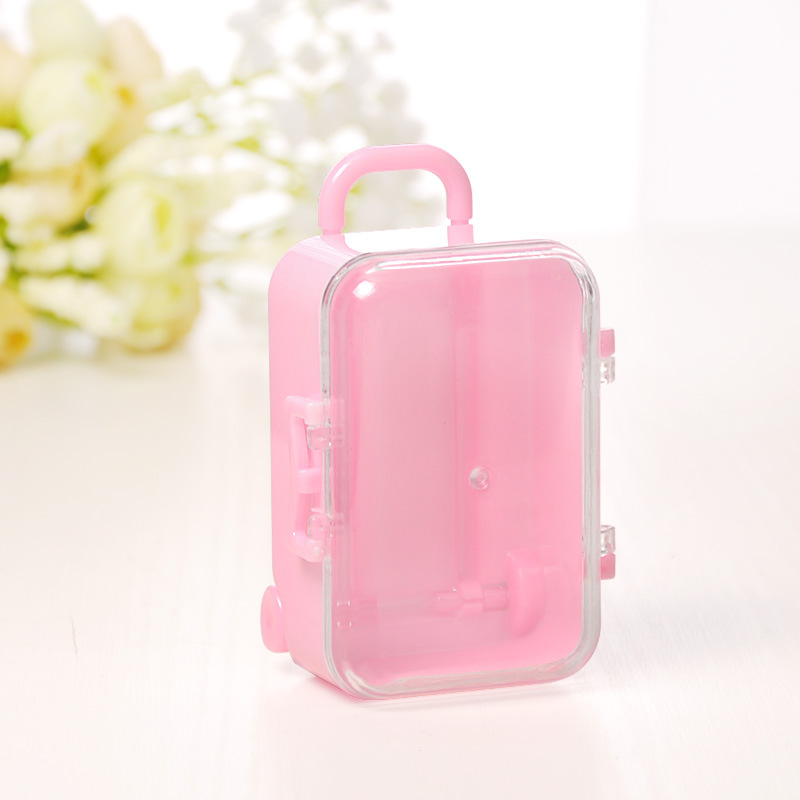 1 Uds Mini maleta Caja forma Cajas de caramelos para bodas favores Recepción de dulces suministros de de año: Rosa