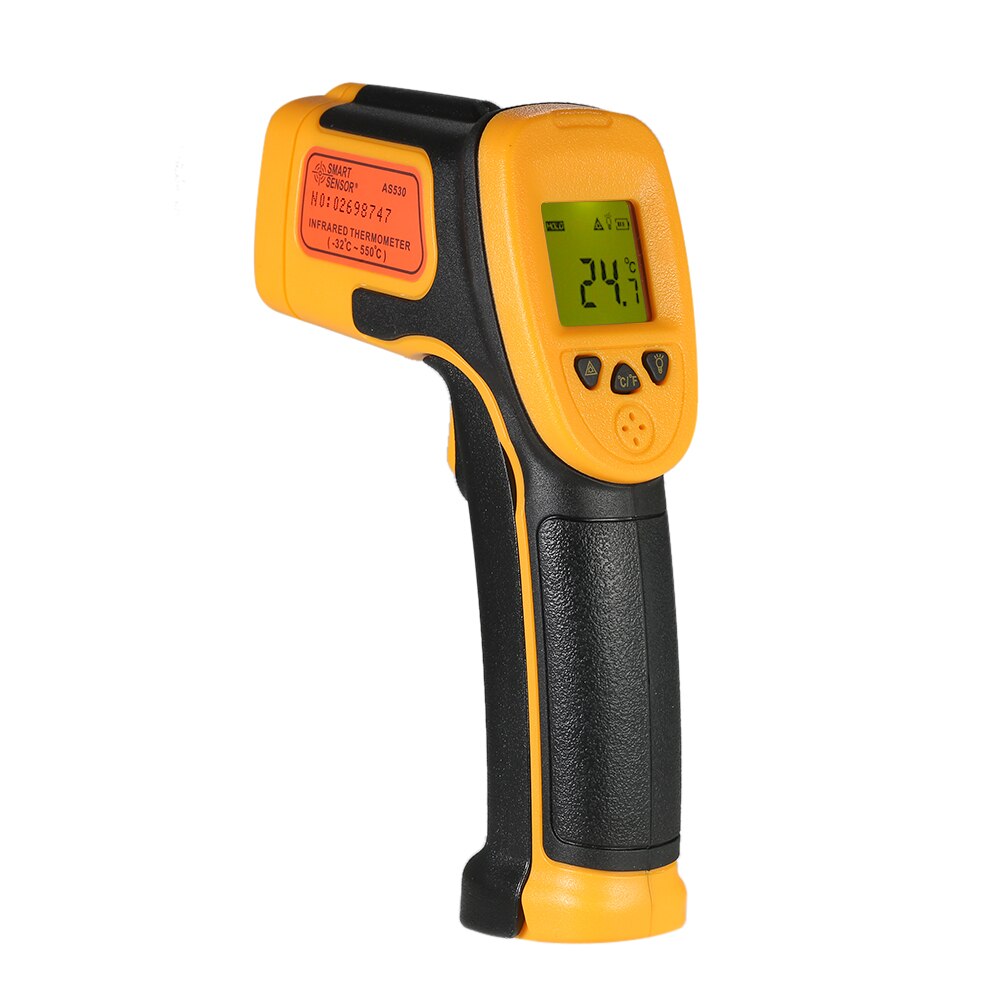 Infrared Thermometer Industrial Digital Non-contact IR Temperature measuring Tester 12:1 LCD Backlight Pyrometer Tools: AS530