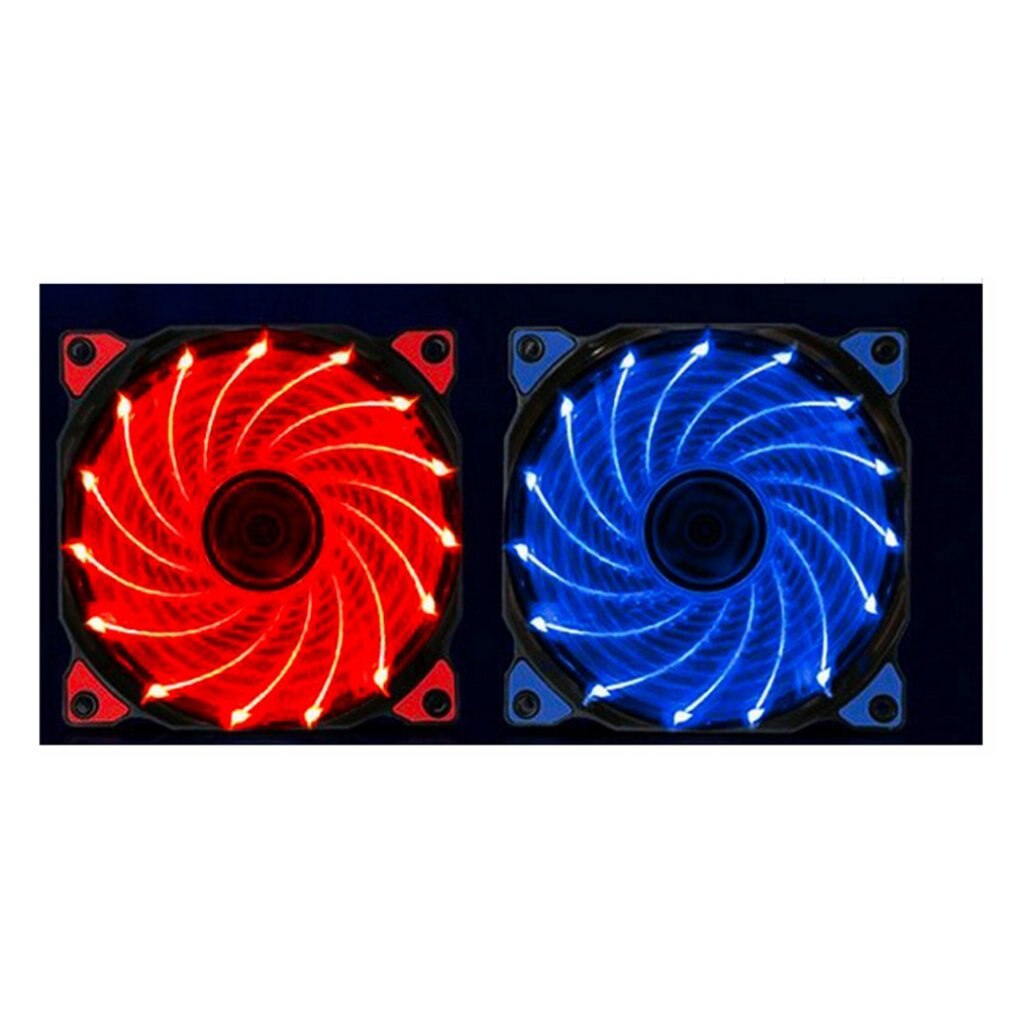 120mm blaue/grüne, effiziente wärmeableitung, geräuscharm, kühl und leise, 15 blaue/grüne/rote led-desktop-pc-gehäuselüfter