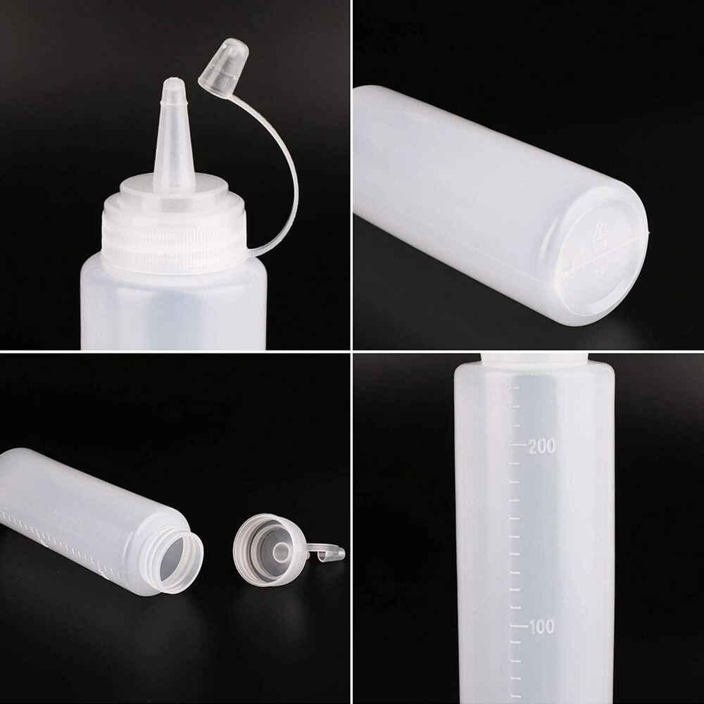 10Pcs Knijpt Flessen Plastic Knijpt Saus Flessen Met Caps Ketchup Salade Dressing Fles M56