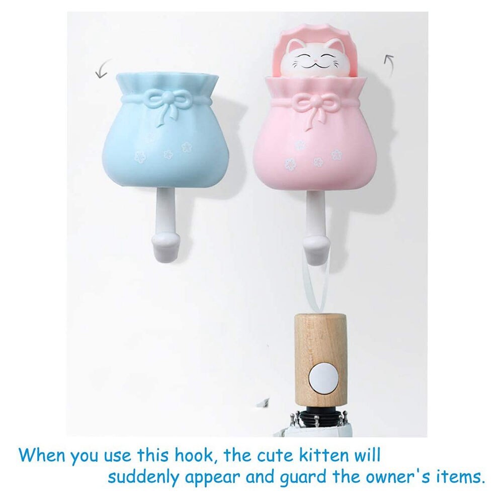 4 Pcs Leuke Cartoon Kat Jas Haak, Zware Decoratieve Muur Haken Voor Sleutel, Handdoek, rugzakken, Hoed, Etc