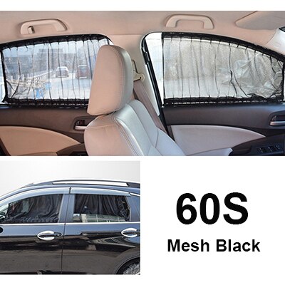 60 cm Aluminium Rail Auto Side Window Visor Zonnescherm Gordijn Auto Window Zonneklep Met Elastische Koord-Zwart/ beige/Grijs: Mesh black 60S