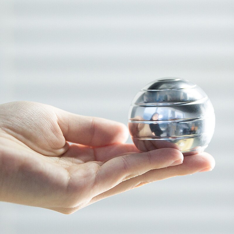 Desktop Decompression Rotating Spherical Gyroscope Kinetic Desk Toy Metal Gyro Optical Illusion Flowing Finger Toy