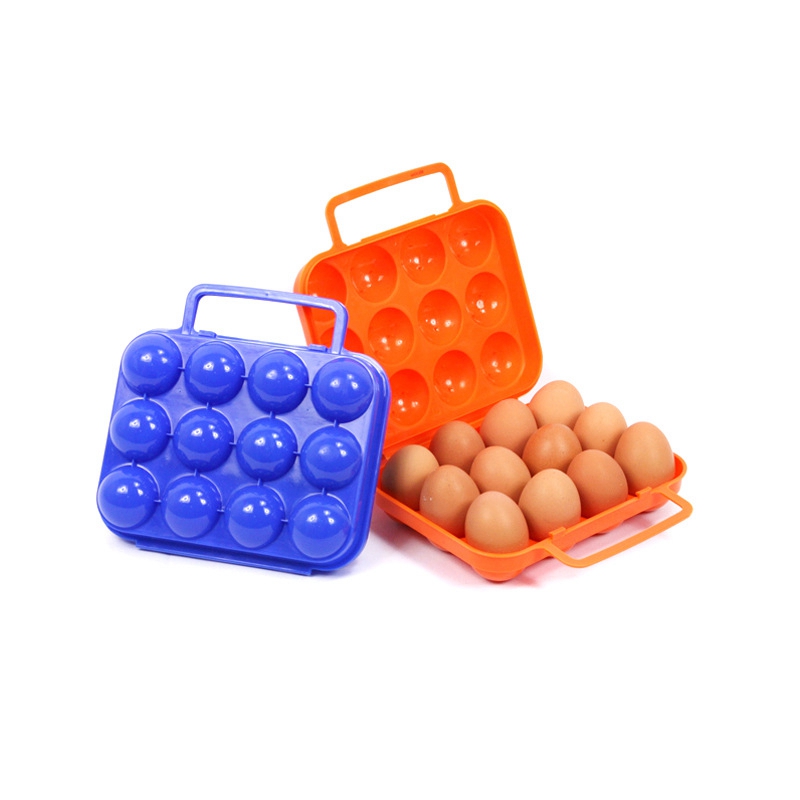 2/4/6/12 Grids Egg Storage Box Portable Egg Holder Container for Outdoor Camping Picnic Eggs Box Case Kitchen Organizer Case: 12Girds Random Color