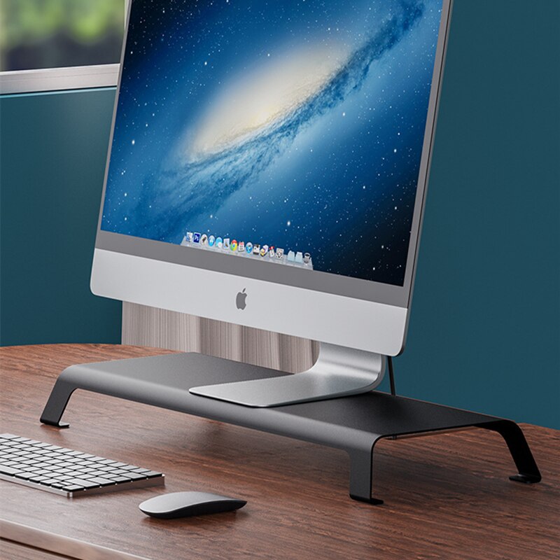 Soporte de Monitor de aluminio para ordenador portátil, plataforma resistente para pantalla LCD iMac MacBook, organizador de mesa