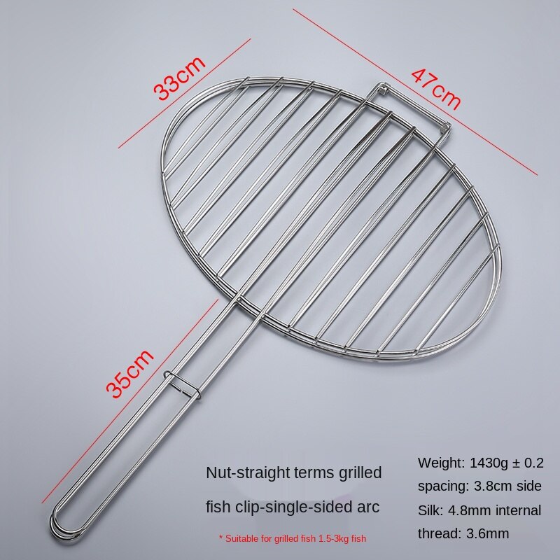 Grilled Fish Clip Stainless Steel Grilled Fish Rack Grilled Fish Mesh Clip Barbecue Wire Plywood round Barbecue Tools Commercial: white