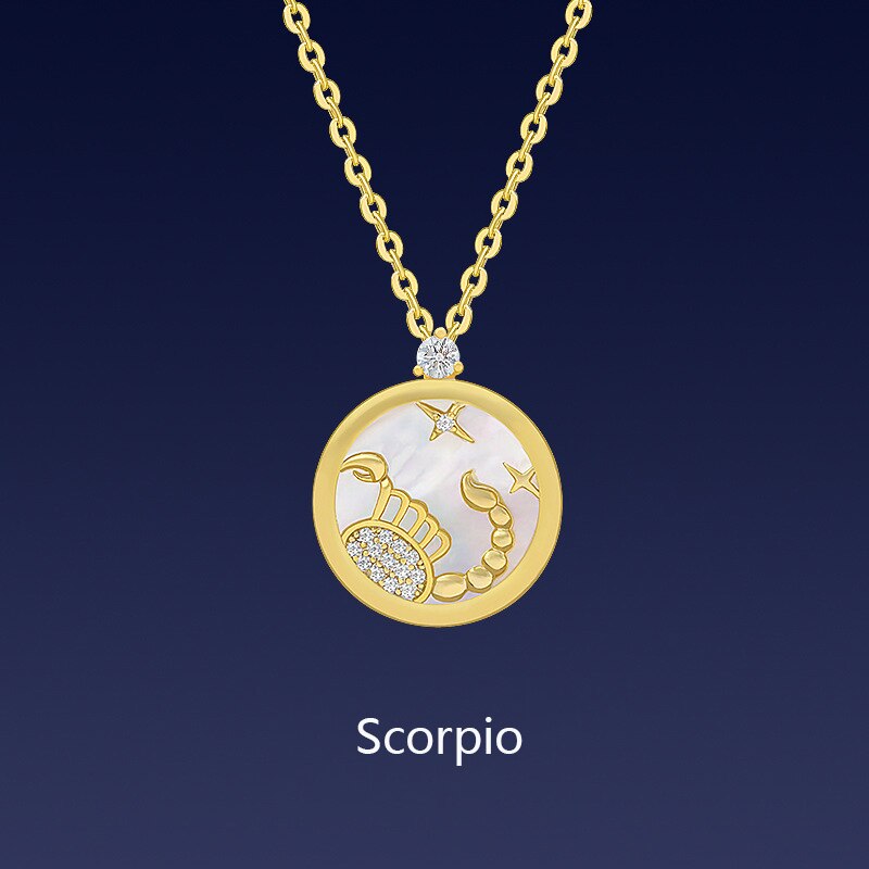 Fashionable Popular 12 Constellations Necklace Women Simple Versatile Pisces Temperament Neck Ornament: Scorpio