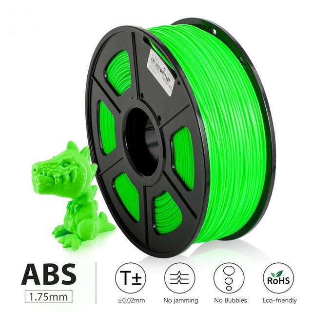 Filaments abrasifs de peau en plastique d'abs d'aw matériel d'abs de 1.75mm pour l'imprimante 3d de fdm avec rohs/atteindre le bateau rapide aucun ABS de bulle: ABS-GREEN