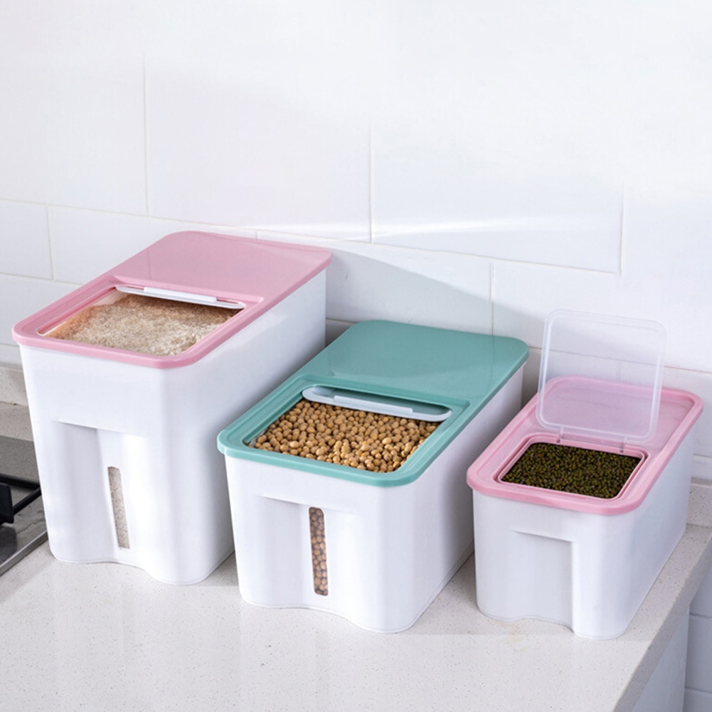 Kitchen Rice Storage Box Grain Cereal Dispenser Food Moisture Proof Container
