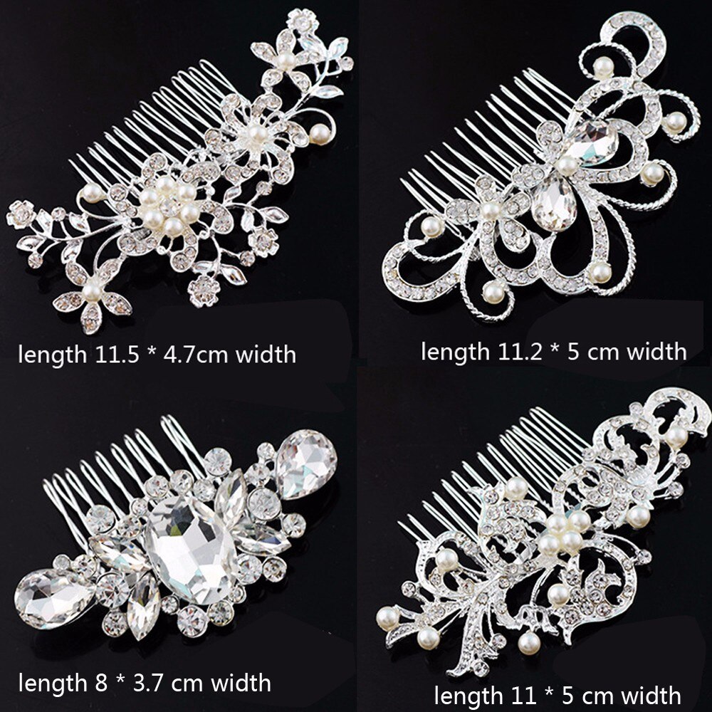 Frauen Mädchen Braut Hochzeit Silber Farbe Kristall Strass Diamant Blume Haar Clip Kamm Stift Bekleidung Zubehör Headwear Haar