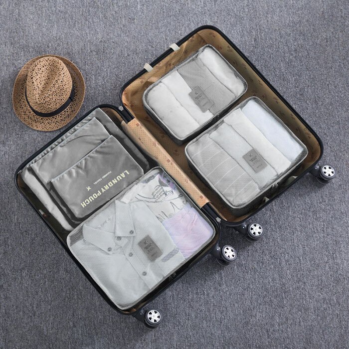 Mara's Dream 6pcs Polyester Packing Cube Women Travel Bag Waterproof Luggage Clothes Tidy Pouch Organizer Large Capacity Durable: C