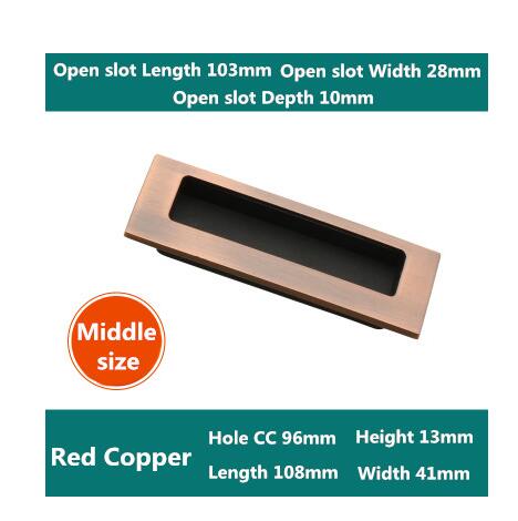 Tirador envejecido oculto para muebles rojo bronce cobre cocina gabinete perillas armario cajón tiradores de puertas agujero CC 64mm/96mm/128mm: CC 96 Red Copper