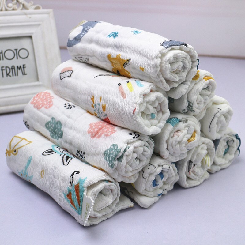 Wasoyoli-tissus bavards, taille naturelle 14x40cm, lot de 5 pièces, imprimés 100% mousseline en coton, bain pour nourrissons, 12 couches, pour lavage du visage