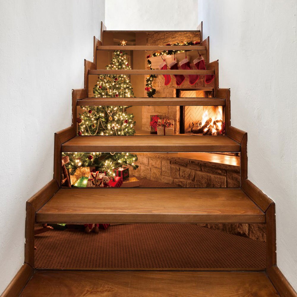 Merry Christmas Wall Stickers stairs Glass Stickers Christmas Decorations For Home Christmas Ornaments Xmas Year