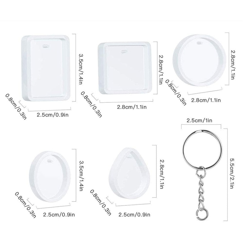 LLavero de resina epoxi de cristal, Kit de molde de silicona de fundición con llaveros, joyería artesanal DIY, pendientes Mak, 20 Uds.