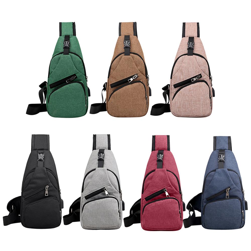 Male Leisure Sling Chest Pack Crossbody Bags for Men Messenger Canvas USB Charging Leather Men's Bags Handbag Shoulder Bags