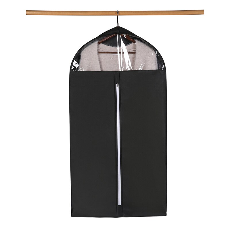 Three Dimensional Dust Cover Insect Proof Moisture-proof Bedroom Wardrobe Closet Clothing Dust Cover With Zipper Home Organizer: Black / 60x10x130CM