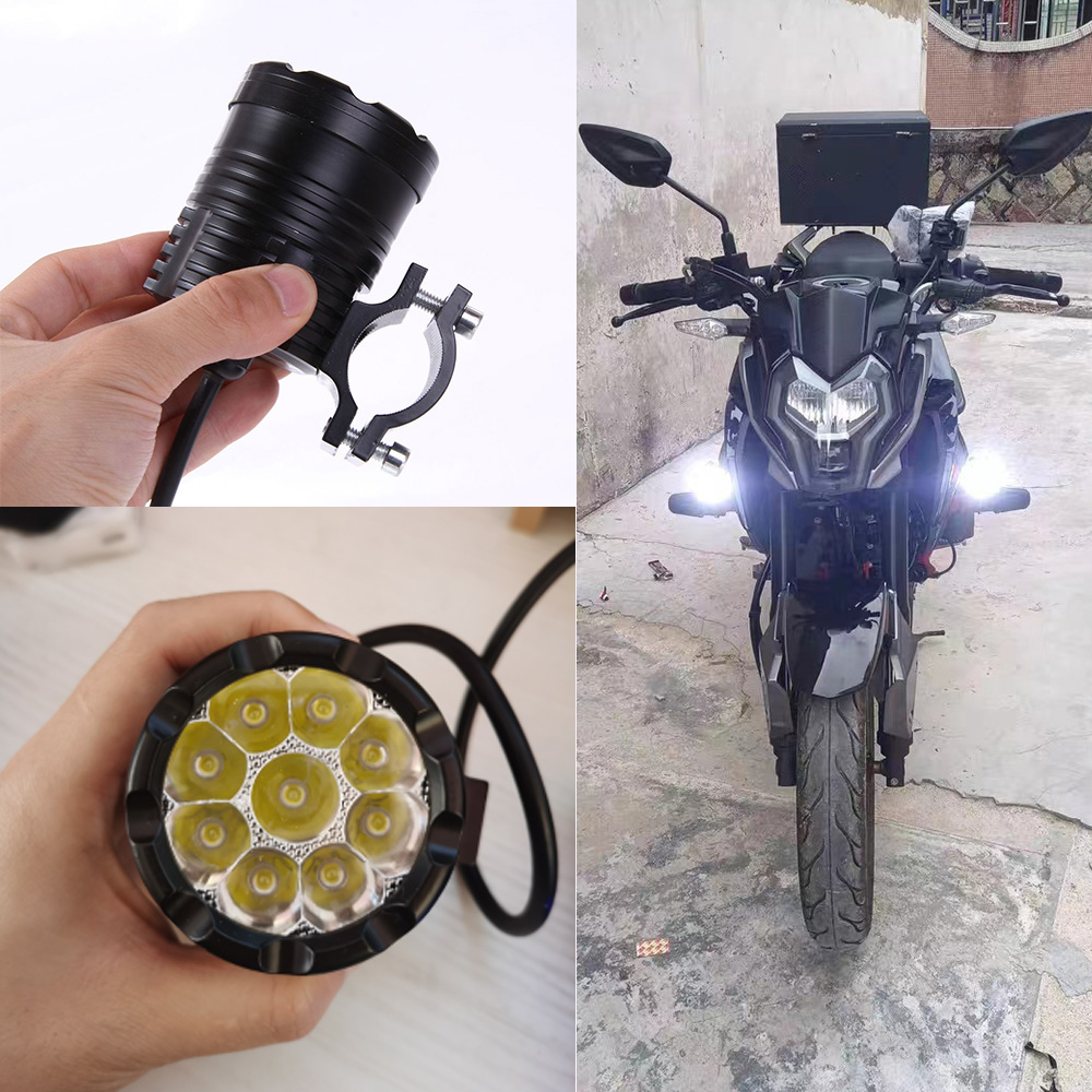 9 Chips Additional LED Headlights For Motorcycle High/Low/Strobe Long Range Lights Moto Fog Light Auxiliary Motocross Spotlight