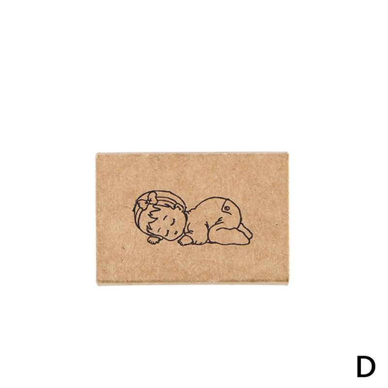 Sellos de goma madera con personajes de dibujos animados, para decoración de Scarpbooking, manualidades DIY, sellos de madera, suministros de papelería escolares: D