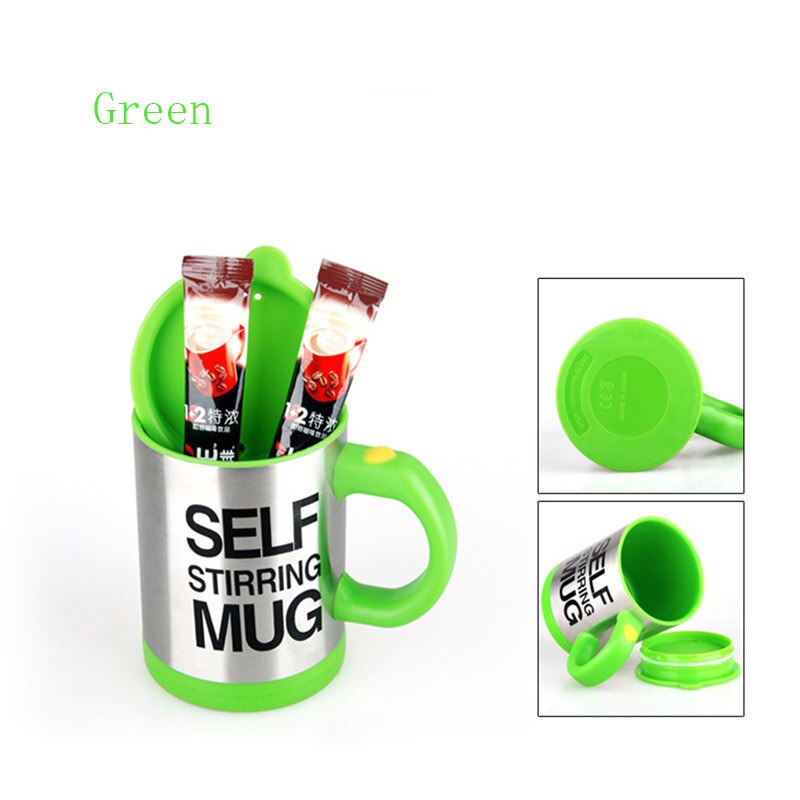 Selbst Rühren Becher 400ml Automatische Elektrische Faul Tasse Kaffee Milch Mischen Becher Clever Edelstahl Saft Mischen Tasse Getränk: Grün
