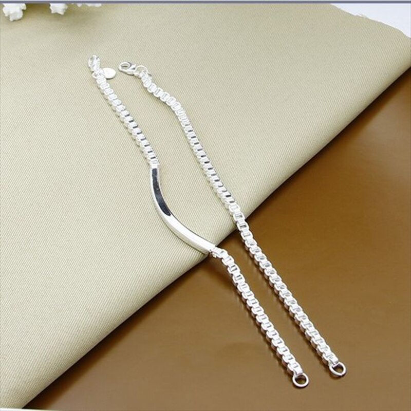 925 Sterling Silber Platz Kasten Kette Armbinde Schmuck-einstellen für Frauen Männer modisch Schmuck